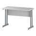 Trexus Rectangular Slim Desk Silver Cantilever Leg 1200x600mm White Ref I002196