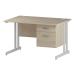 Trexus Rectangular Desk White Cantilever Leg 1200x800mm Fixed Pedestal 2 Drawers Maple Ref I002435