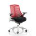 Trexus Flex Task Operator Chair With Arms And Headrest Black Fabric Seat Red Back White Frame Ref KC0089