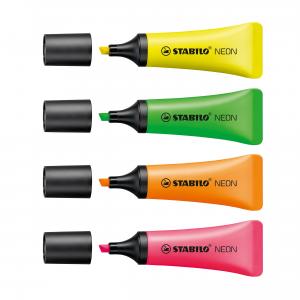 Image of Stabilo Neon Highlighter Chisel Tip 2-5mm Wallet Neon Ink Assorted Ref