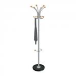 5 Star Facilities Coat Stand with Umbrella Holder 6 Pegs 6 Hooks Base of 380mm Height of 1780mm Grey/Wood 149298