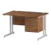 Trexus Rectangular Desk White Cantilever Leg 1200x800mm Fixed Pedestal 2 Drawers Walnut Ref I001923