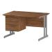 Trexus Rectangular Desk Silver Cantilever Leg 1200x800mm Fixed Pedestal 3 Drawers Walnut Ref I001927