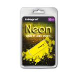 Integral Neon USB Drive 2.0 32GB Yellow Ref INFD32GBNEONYL 151467