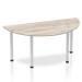 Sonix Semi-circular Silver Post Leg Table 1600x800mm Grey Oak Ref