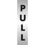 Stewart Superior Pull Sign Brushed Aluminium Acrylic W45xH190mm Self-adhesive Ref bac127 151815