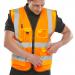 B-Seen Executive High Visibility Waistcoat Large Orange Ref WCENGEXECORL *Up to 3 Day Leadtime*