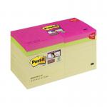 Post-it Super Sticky 76x76 90 Sheets Yellow Ref 654SS-P14CY [Pack 14 + 4 Colour Pads]  152416