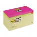 Post-it Super Sticky 76x76 90 Sheets Yellow Ref 654SS-P14CY [Pack 14 + 4 Colour Pads] 