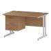 Trexus Rectangular Desk White Cantilever Leg 1200x800mm Fixed Pedestal 3 Drawers Oak Ref I002669