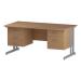 Trexus Rectangular Desk Silver Cantilever Leg 1600x800mm Double Fixed Ped 2&3 Drawers Oak Ref I002691