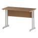 Trexus Rectangular Slim Desk White Cantilever Leg 1200x600mm Oak Ref I002653