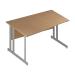 Trexus Wave Desk Left Hand Silver Cantilever Leg 1400mm Oak Ref I000810