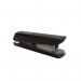 The picture shows a sleek, black Fellowes stapler with the model name Lx820. The stapler has a full-strip design and can staple up to 20 sheets at once. The built-in Microban technology helps prevent the growth of bacteria.