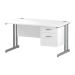 Trexus Rectangular Desk Silver Cantilever Leg 1400x800mm Fixed Pedestal 2 Drawers White Ref I002206