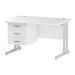 Trexus Rectangular Desk White Cantilever Leg 1200x800mm Fixed Pedestal 3 Drawers White Ref I002217
