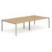 Trexus Bench Desk 4 Person Back to Back Configuration Silver Leg 3200x1600mm Beech Ref BE252