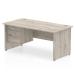 Trexus Rectangular Desk Panel End Leg 1800x800mm Fixed Pedestal 2 Drawers Grey Oak Ref I003501
