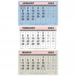 At-A-Glance 2024 Wall Calendar Three Months to View Board Binding 300x595mm Assorted Ref TML 2024 154399