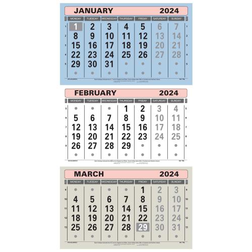 AtAGlance 2024 Wall Calendar Three Months to 154399 Calendars