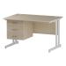 Trexus Rectangular Desk White Cantilever Leg 1200x800mm Fixed Pedestal 3 Drawers Maple Ref I002443