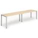 Trexus Bench Desk 2 Person Side to Side Configuration Silver Leg 2400x800mm Maple Ref BE376