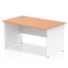 Trexus Desk Wave Right Hand Panel End 1400x800mm Oak Top White Panels Ref TT000059