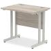 Trexus Rectangular Slim Desk Silver Cantilever Leg 800x600mm Grey Oak Ref I003060