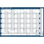 Sasco 2024 Vertical Year Wall Planner with wet wipe pen & sticker pack, Blue, Poster Style 2410219 [Each] 155629