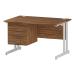Trexus Rectangular Desk White Cantilever Leg 1200x800mm Fixed Pedestal 3 Drawers Walnut Ref I001931
