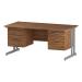 Trexus Rectangular Desk Silver Cantilever Leg 1600x800mm Double Fixed Ped 2&3 Drawers Walnut Ref I001953