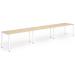 Trexus Bench Desk 3 Person Side to Side Configuration White Leg 3600x800mm Maple Ref BE396