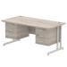 Trexus Rectangular Desk Silver Cantilever Leg 1600x800mm Double Fixed Ped 2&3 Drawer Grey Oak Ref I003485