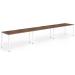Trexus Bench Desk 3 Person Side to Side Configuration White Leg 3600x800mm Walnut Ref BE399