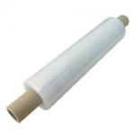 The picture shows a transparent stretch film wrap, measuring 500 mm x 300 m, with a thickness of 17 microns. The film is unbranded with an extended core design, allowing for easier handling and storage.