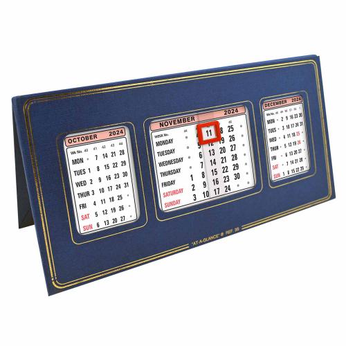 Ataglance 2024 Desk Calendar Three Months To View Leatherette Binding 250x130mm Assorted Ref 3s 2024 157922 