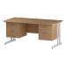 Trexus Rectangular Desk White Cantilever Leg 1600x800mm Double Fixed Ped 2&3 Drawers Oak Ref I002695