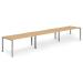 Trexus Bench Desk 3 Person Side to Side Configuration Silver Leg 4200x800mm Beech Ref BE417