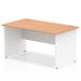 Trexus Desk Rectangle Panel End 1400x800mm Oak Top White Panels Ref TT000011