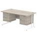 Trexus Rectangular Desk White Cantilever Leg 1600x800mm Double Fixed Ped 2&3 Drawer Grey Oak Ref I003495