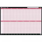 Sasco 2024 Day Wall Planner with wet wipe pen & sticker pack, Black & Red, Board Mounted 2410224 [Each] 159084