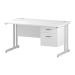 Trexus Rectangular Desk White Cantilever Leg 1400x800mm Fixed Pedestal 2 Drawers White Ref I002210