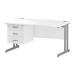 Trexus Rectangular Desk Silver Cantilever Leg 1400x800mm Fixed Pedestal 3 Drawers White Ref I002214