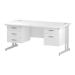 Trexus Rectangular Desk White Cantilever Leg 1600x800mm Double Fixed Ped 2&3 Drawers White Ref I002243
