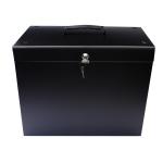 Metal File Box with 5 Suspension Files and 2 Keys Steel A4 Black 159724