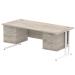 Trexus Rectangular Desk White Cantilever Leg 1800x800mm Double Fixed Ped 2&3 Drawer Grey Oak Ref I003520