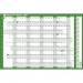 Sasco 2024 Fiscal Year Wall Planner with wet wipe pen & sticker pack, Green, Board Mounted 2410225 [Each] 160180
