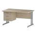 Trexus Rectangular Desk Silver Cantilever Leg 1400x800mm Fixed Pedestal 3 Drawers Maple Ref I002440