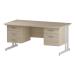 Trexus Rectangular Desk White Cantilever Leg 1600x800mm Double Fixed Ped 2&3 Drawers Maple Ref I002469