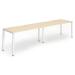 Trexus Bench Desk 2 Person Side to Side Configuration White Leg 2400x800mm Maple Ref BE356